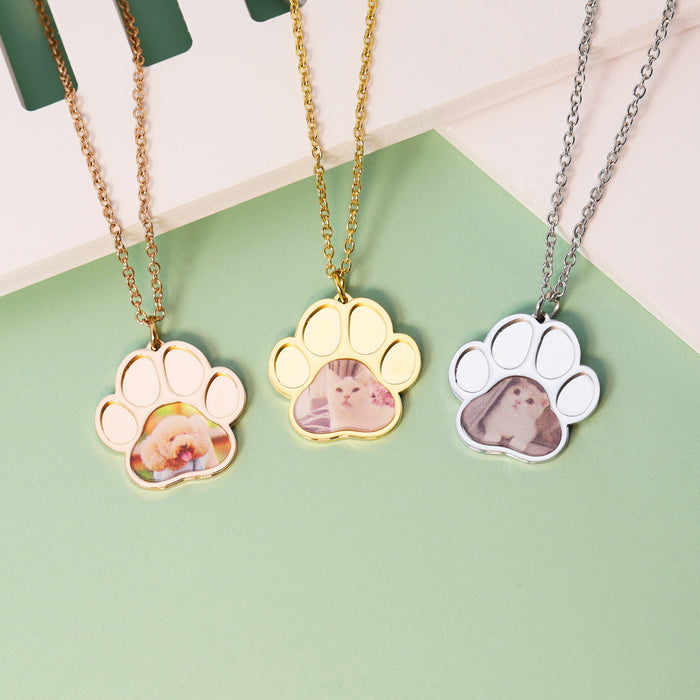 Customized Pet Pawprint Photo Necklace
