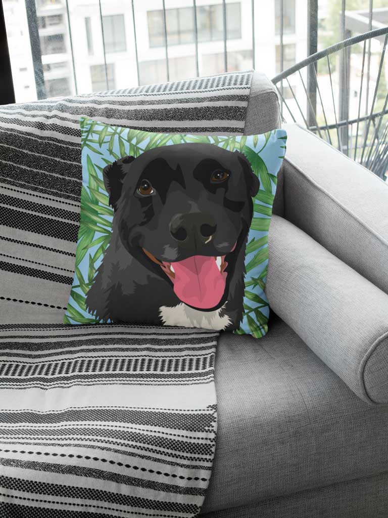 Dog face on custom couch pillow