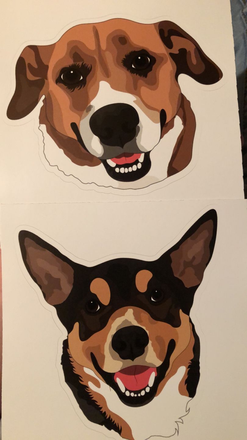 Custom artwork dog stickers