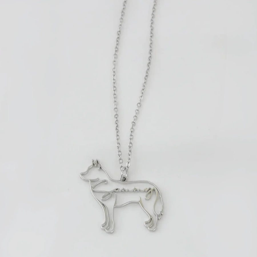 Hand Made Dog Necklace with Name, Silver Plated