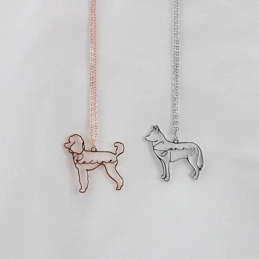 Hand Made Dog Necklace with Name