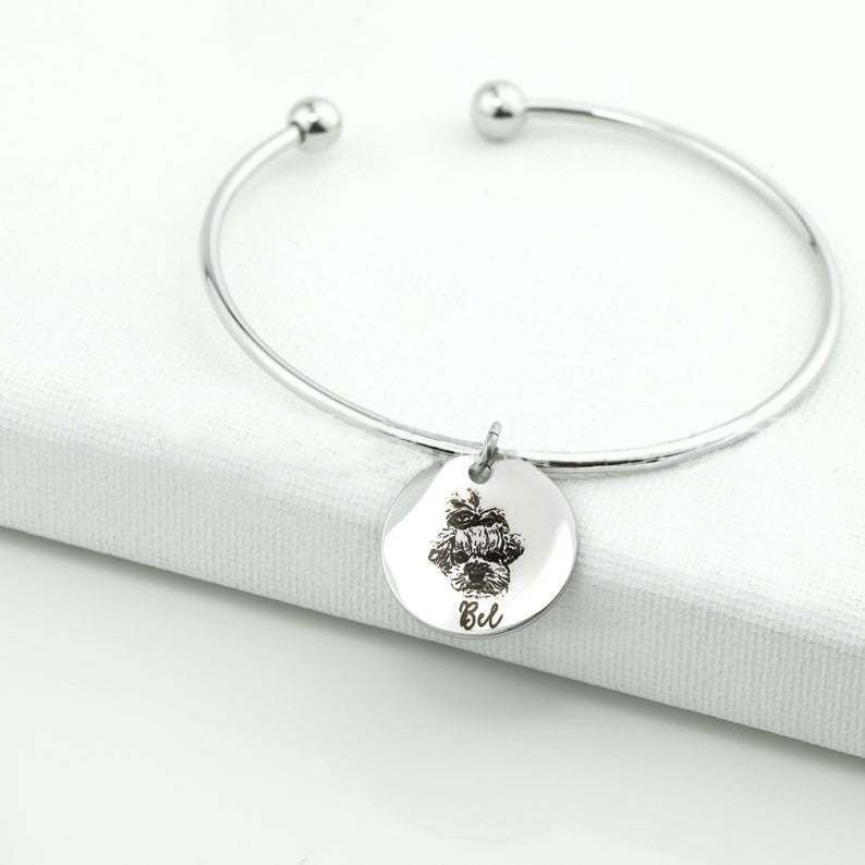 Custom Personalized Pet Pendant Bangle Bracelet