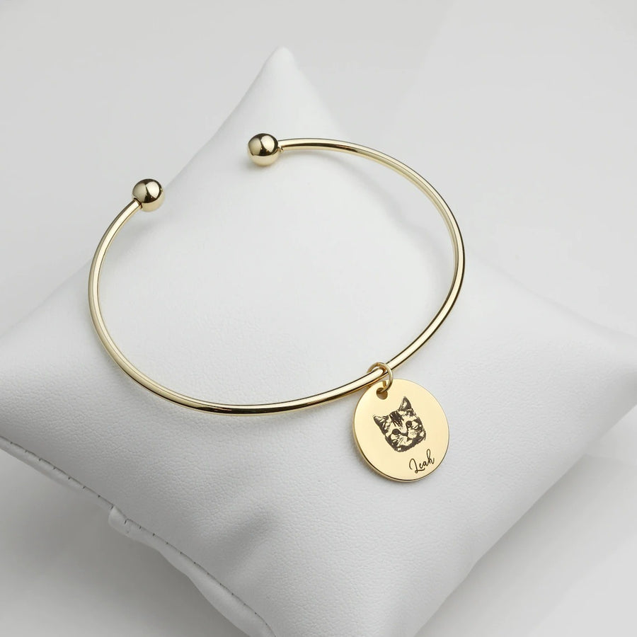 Custom Personalized Pet Pendant Bangle Bracelet