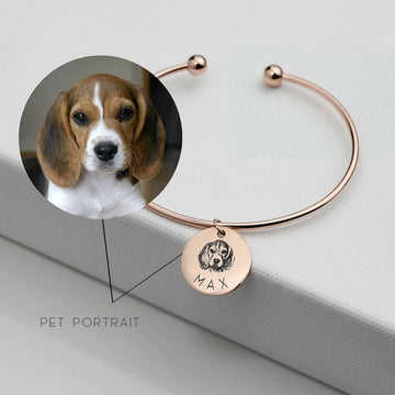 Custom Personalized Pet Pendant Bangle Bracelet