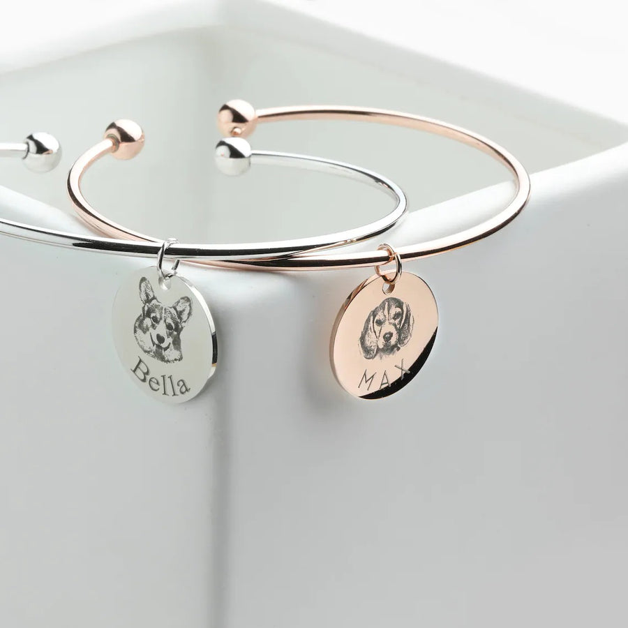 Custom Personalized Pet Pendant Bangle Bracelet