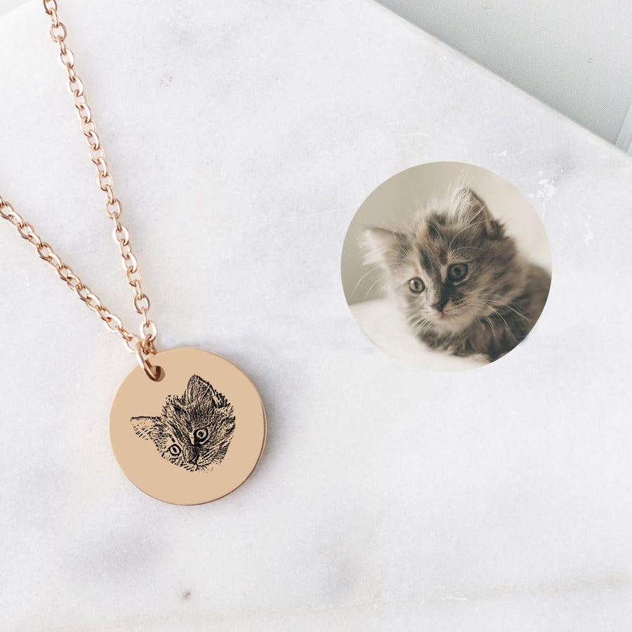 Custom Personalized Pet Portrait and Name Necklace
