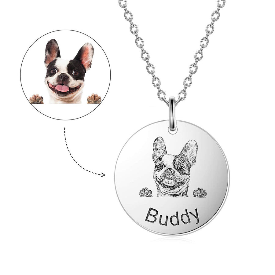 Custom Personalized Pet Portrait and Name Necklace