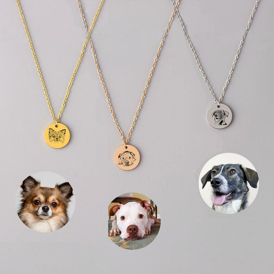 Custom Personalized Pet Portrait and Name Necklace