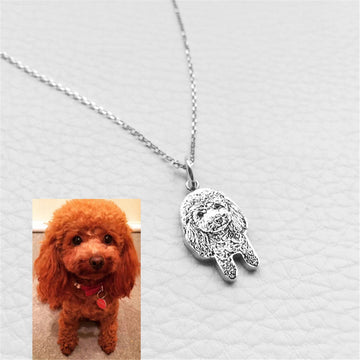 Personalized, Silhouette Engraved Pet Photo Necklace