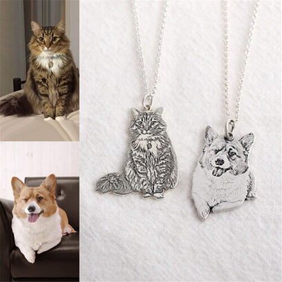 Personalized, Silhouette Engraved Pet Photo Necklace