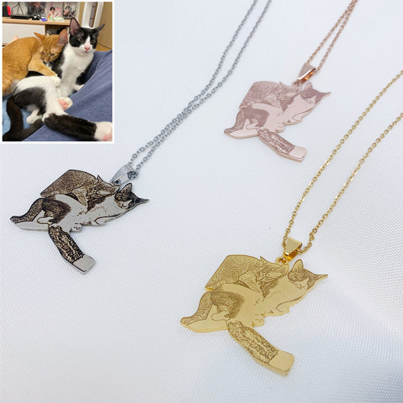 Personalized, Silhouette Engraved Pet Photo Necklace