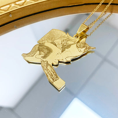Personalized, Silhouette Engraved Pet Photo Necklace