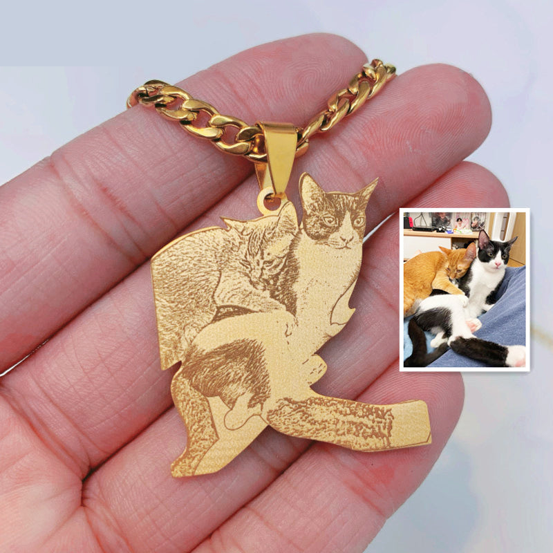 Personalized, Silhouette Engraved Pet Photo Necklace