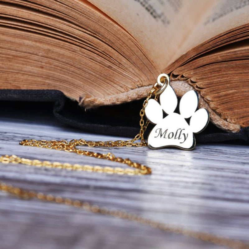 Personalized Dog Paw Engraved Necklace