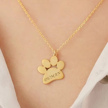 Personalized Dog Paw Engraved Necklace