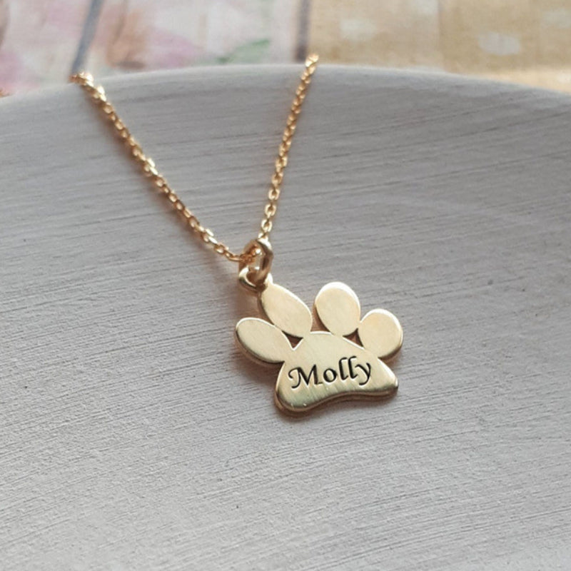 Personalized Dog Paw Engraved Necklace