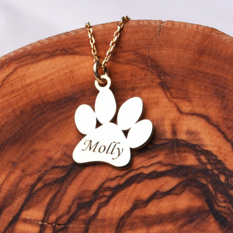 Personalized Dog Paw Engraved Necklace