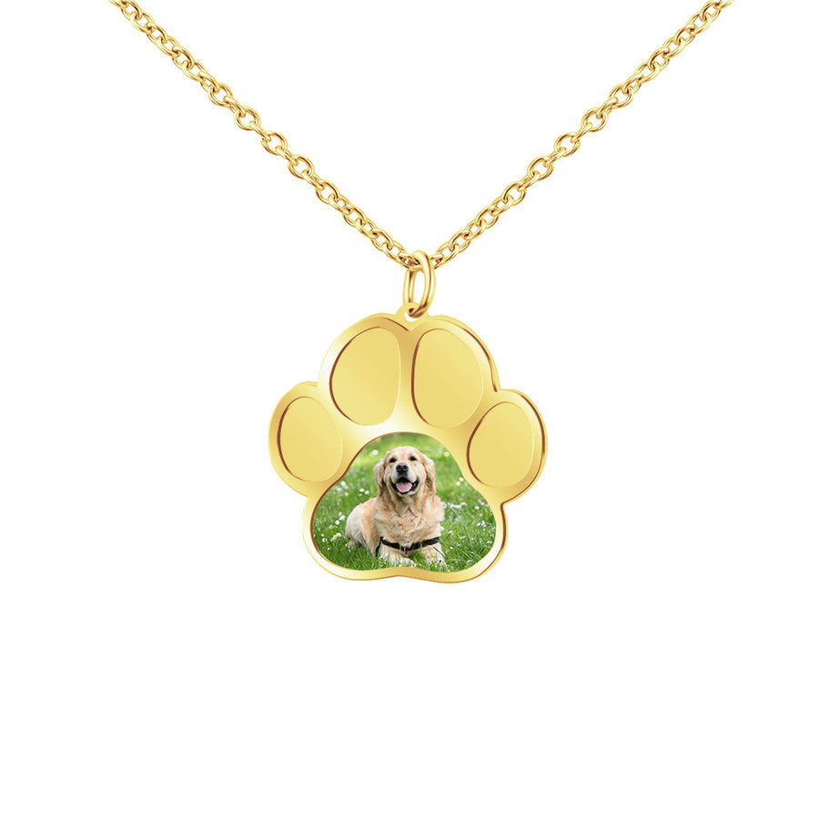 Customized Pet Pawprint Photo Necklace