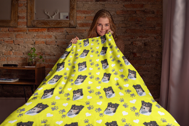 Custom Pet Velveteen Plush Blanket BOGO Decal