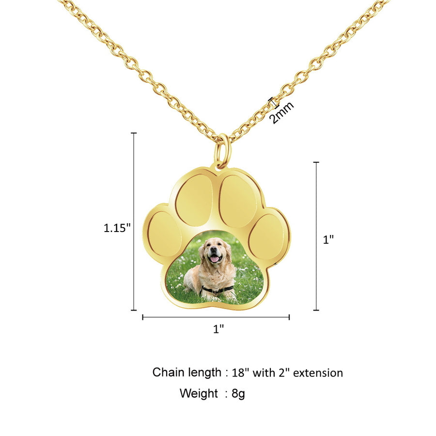 Customized Pet Pawprint Photo Necklace