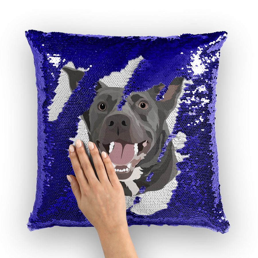 Custom Sequin Pillow My Pet Prints
