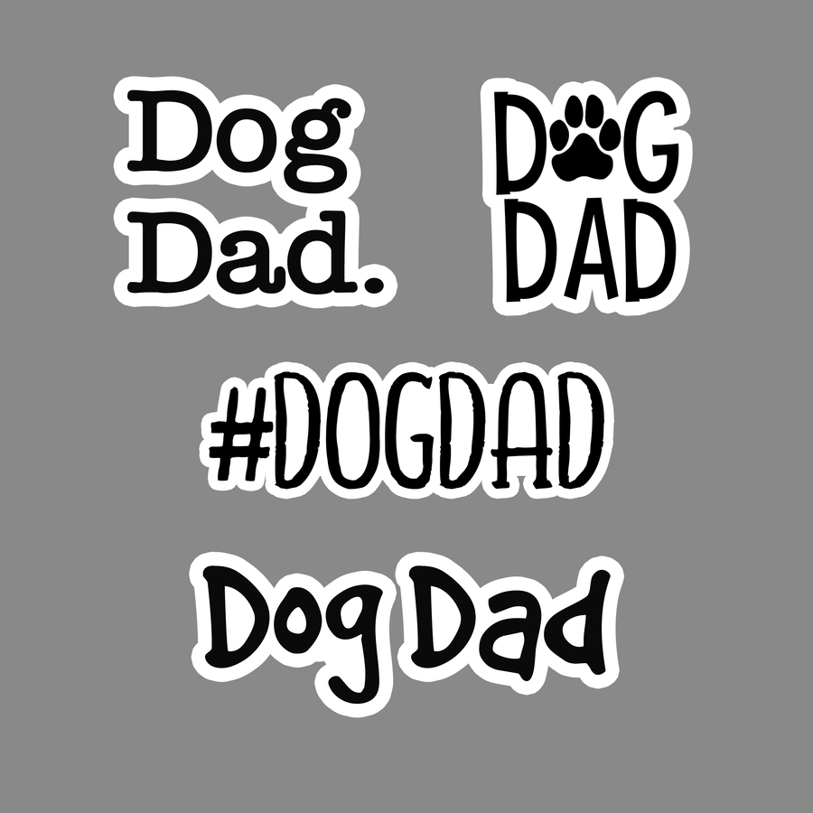Dog dad stickers in different fonts